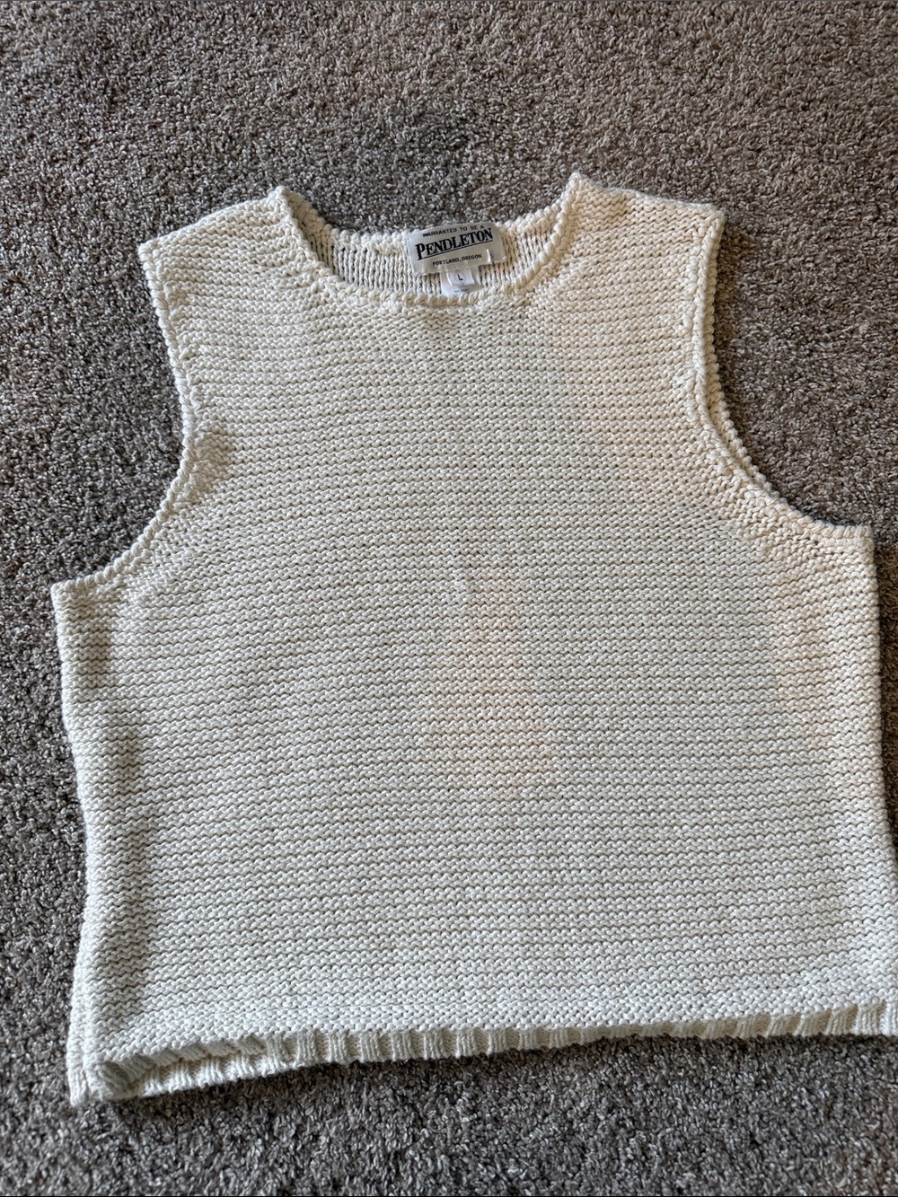 Pendleton Cream Knit Sleeveless Crewneck Tank
